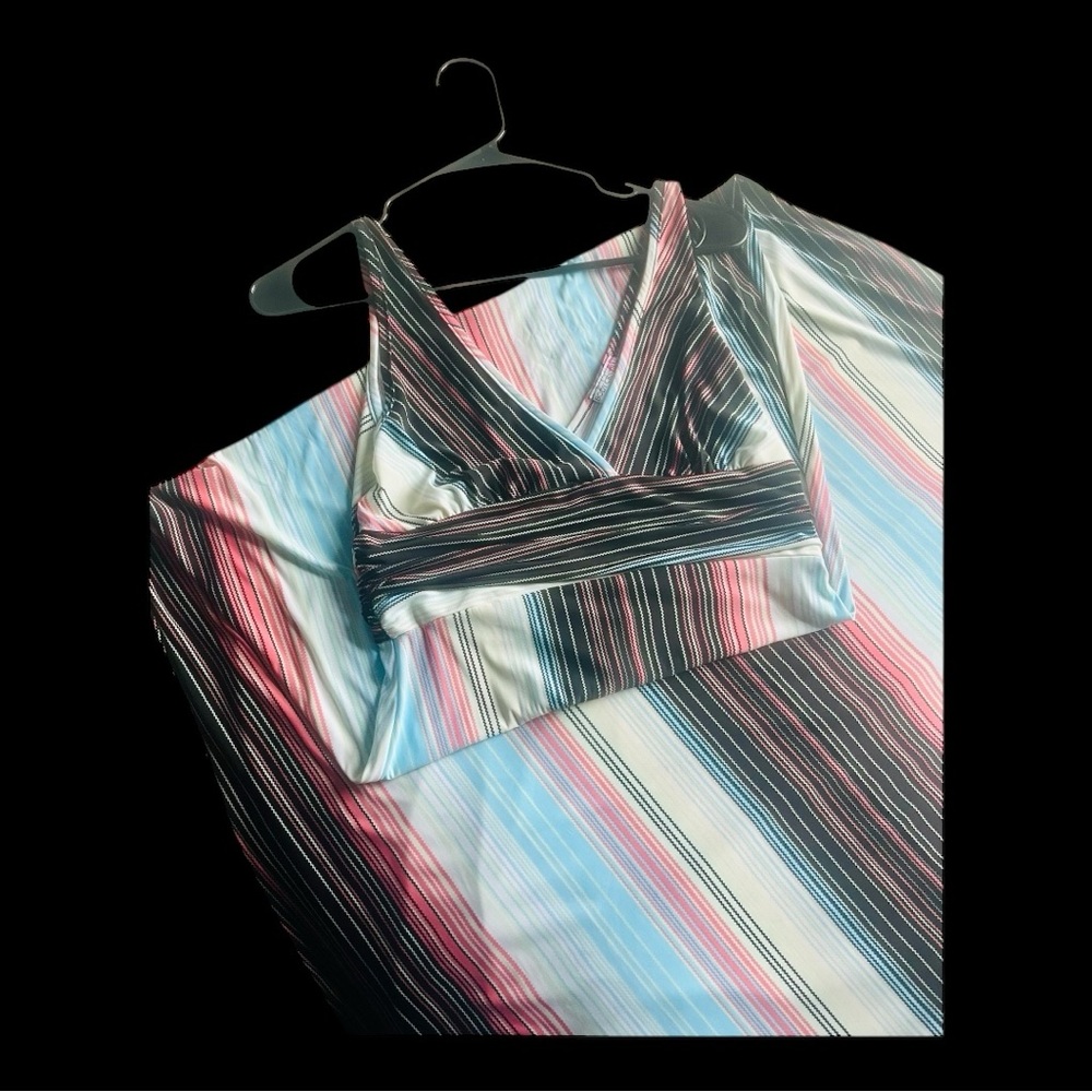 Body Central Pastel and Black Striped Maxi Dress